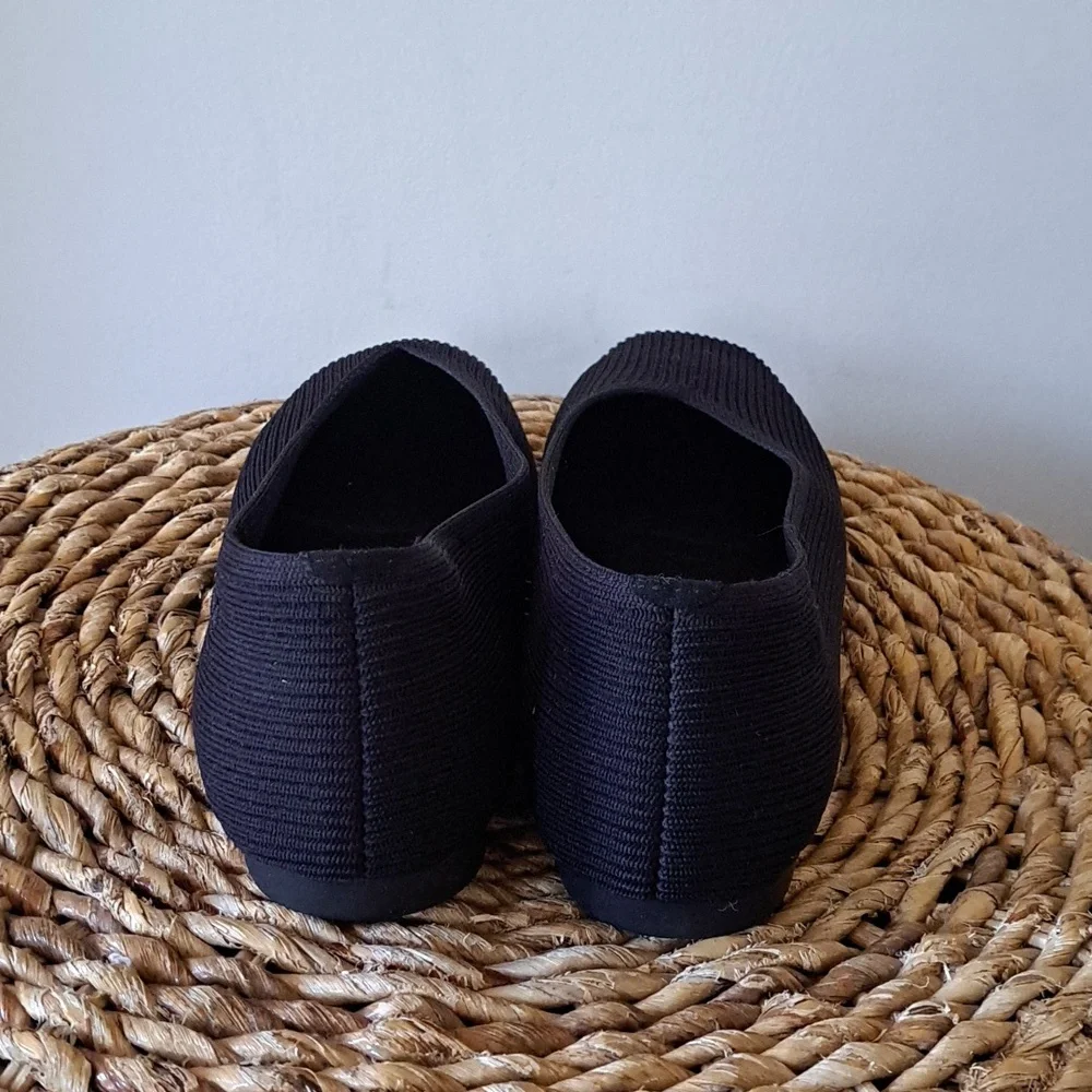 Vivaia Womens Margo Square‎ Toe Black Stretch Fabric Preppy Flats EU42/US10.5-11